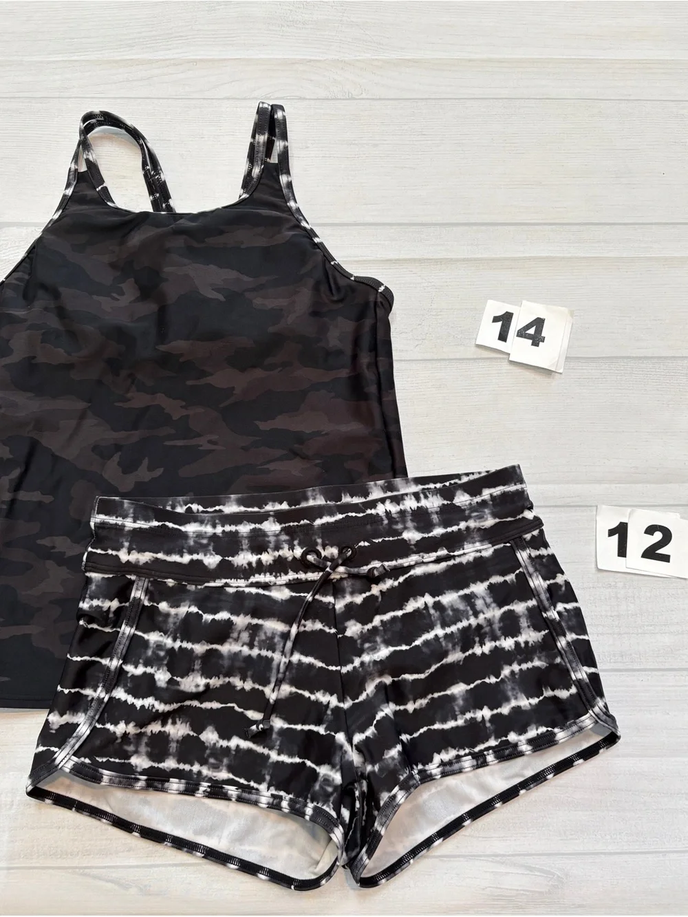 Athleta Black & White Tie-Dye Swim Bikini Set for Kids